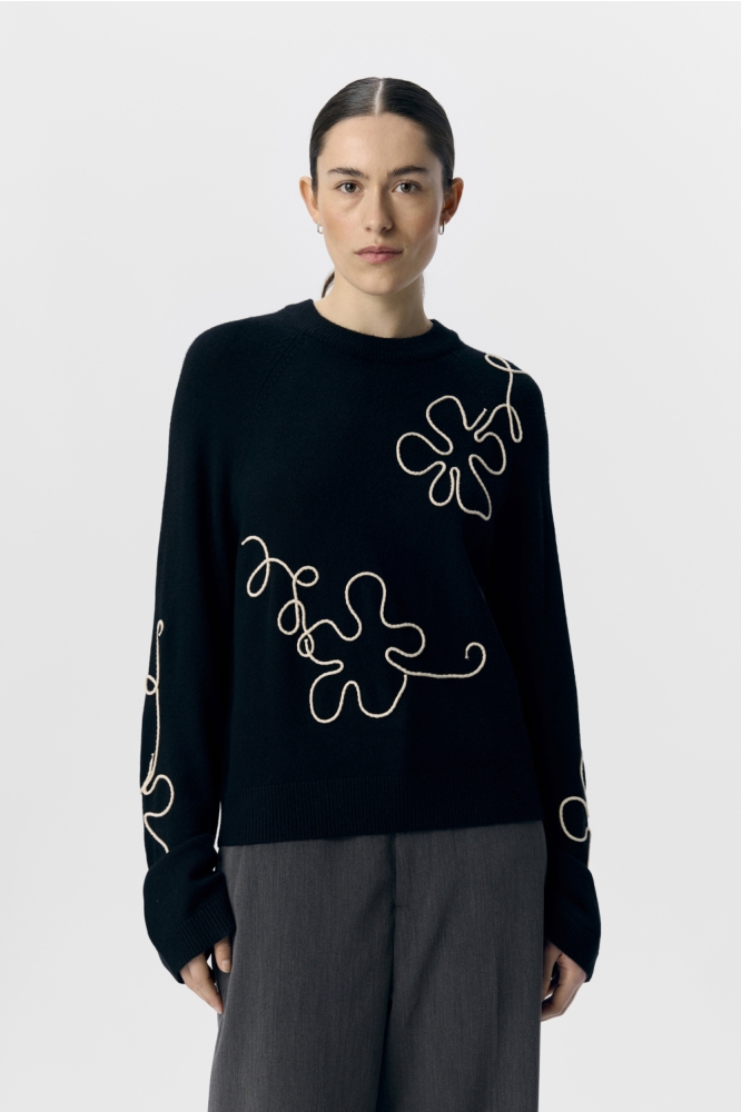 OBJLANEY RUBIN LS PULLOVER NOOS 23046233 BLACK/SANDSHELL